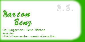 marton benz business card